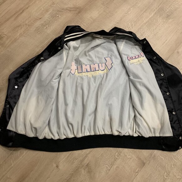 Vintage 90s Summit Racing Satin Bomber Jacket Men's XL Black 1993 Embroidered - Picture 5 of 11